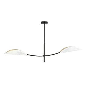 Lampa sufitowa czarny trzon biało złote abażury przypominające liście Emibig 1107/2 Czarny Lotus 2 White/Gold 2xE14