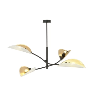 Lampa sufitowa czarne metalowe ramiona z biało złotymi osłonami skierowanymi do góry Emibig 1107/4 Czarny Lotus 4 White/Gold 4xE14