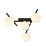 Lampa sufitowa czarna trójkątna podstawa i cztery klosze szklane kule Emibig 1103/4 Czarny Smart 4 Black/Opal 4xE14