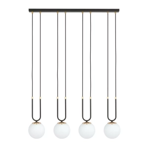 Lampa wisząca białe kule z złotymi dodatkami na czarnych linkach Emibig 1112/4 Glam 4 Black/Opal