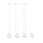 Lampa wisząca szklane kule z złotymi dodatkami na białej listwie Emibig 1116/4 Glam 4 White/Transparent