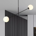 Lampa wisząca czarna minimalistyczna dwie kule Emibig 1169/2 Czarny Linear 2 Black/Opal 2xE14 102cm