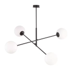 Lampa wisząca dwa proste metalowe ramiona zakończone kloszami kulami Emibig 1169/4 Czarny Linear 4 Black/Opal 4xE14