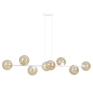Biała lampa wisząca listwa 130cm z miodowymi kulami Emibig 879/8 Rossi 8 Wh