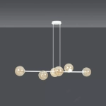 Lampa wisząca biała metalowa z sześcioma kloszami kule w kolorze miodowym Emibig 879/6 Biały Rossi 6 Wh Miodowy 6xE14