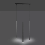 Lampa wisząca trzy czarne wąskie długie tubki w rzędzie na listwie różne wysokości Emibig 552/3 Czarny Selter 3 Black 3xG9 45cm