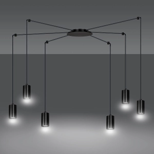 Lampa wisząca czarna typu pająk sześć tubek na przewodach Emibig 524/6 Czarny Traker 6 Bl/Black 6xGU10