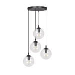  Lampa wisząca cztery szklane klosze kule na różnej wysokości Emibig 711/4PREM Czarny Cosmo 4 Bl Premium Transparent 4xE14 40cm