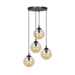 Lampa wisząca cztery szklane klosze kule na różnej wysokości Emibig 713/4PREM Czarny Cosmo 4 Bl Premium Miodowy 4xE14 40cm