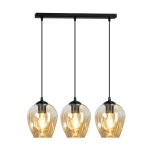 Lampa wisząca trzy szklane klosze miodowe na listwie Emibig 677/3 Czarny Istar 3 Bl Miodowy 3xE26 70cm