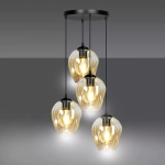 Lampa wisząca cztery szklane klosze Emibig 681/4PREM Czarny Istar 4 Bl Premium Miodowy 4xE27 40cm