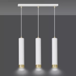 Lampa wisząca trzy długie tubki białe ze złotem na przewodach na listwie Emibig 642/3 Biały/Złoty Kibo 3 Wh/Gold 3xGU10 45cm