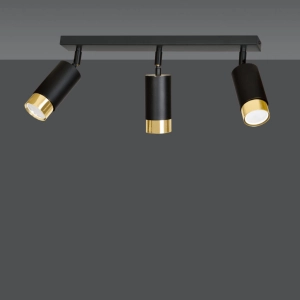 Lampa sufitowa listwa trzy reflektorki regulowane Emibig 965/3 Czarny/Złoty Hiro 3 Bl/Gold 3xGU10 62cm