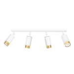 Lampa sufitowa cztery tubki regulowane na listwie ze złotą obręczą Sufitowa Emibig 963/4 Biały/Złoty Hiro 4 Wh/Gold 4xGU10 78cm