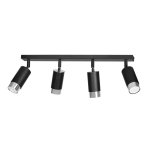 Lampa sufitowa cztery tubki regulowane na listwie z chromowaną obręczą Emibig 964/4 Czarny/Chrom Hiro 4 Bl/Chrome 4xGU10 78cm