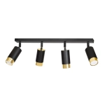 Lampa sufitowa cztery tubki regulowane na listwie ze złotą obręczą Emibig 965/4 Czarny/Złoty Hiro 4 Bl/Gold 4xGU10 78cm