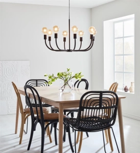 Lampa wisząca 8 ramion skierowanych w górę i czarny metalowy stelaż MarkSlojd 108291 Amistoso 8xE27 47cm x 75cm