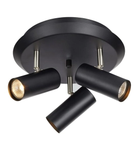 Lampa sufitowa plafon czarny do przedpokoju reflektory tubki regulowane MarkSlojd 107348 Barcelona 3xGU10 31cm