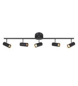Lampa sufitowa listwa czarna z regulowanymi reflektorami MarkSlojd 107351 Barcelona 5xGU10 19cm x 105cm