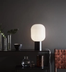 Lampa nocna stołowa w stylu skandynawskim mleczny szklany klosz MarkSlojd 107482 Brooklyn 44cm