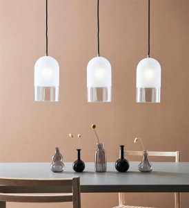 Lampa wisząca nad wyspę częściowo matowe klosze łączone przezroczystym szkłem MarkSlojd 108226 Cope 3xE14 77cm