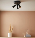 Lampa sufitowa plafon czarny z regulowanymi kloszami w kształcie stożka MarkSlojd 108204 Crest 3xGU10 20cm x 36cm