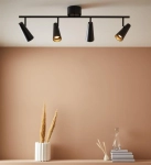 Lampa sufitowa listwa czarna w stylu industrialnym regulowane klosze w kształcie stożka MarkSlojd 108202 Crest 4xGU10 93,5cm