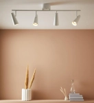 Lampa sufitowa listwa w stylu skandynawskim biała regulowane klosze w kształcie stożka MarkSlojd 108201 Crest 4xGU10 93,5cm
