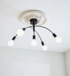 Lampa sufitowa czarna do salonu metalowe półkoliste ramiona z odkrytymi oprawkami MarkSlojd 108284 Cygnus 5xE27 70cm