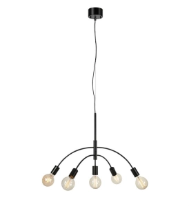 Lampa wisząca czarna w stylu loftowym z półkolistymi ramionami regulowana wysokość MarkSlojd 108286 Cygnus 6xE27 70cm