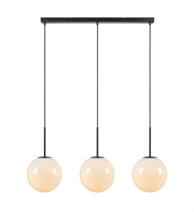 Lampa wisząca nad wyspę 3 białe szklane klosze i kontrastowy czarny stelaż MarkSlojd 108269 Dione 3xE14