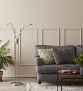 Lampa podłogowa dwuramienna z włącznikiem podwójnym barwa światła ciepła biała MarkSlojd 105583 Hudson 135cm