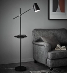 Lampa podłogowa z gniazdem usb i półką styl skandynawski regulowane pochylenie klosza MarkSlojd 107307 Linear 144cm
