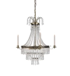 Lampa wisząca w stylu glamour do salonu przezroczyste kryształy i świecznik w kolorze antycznego złota MarkSlojd 105157 Marielund 3xE14