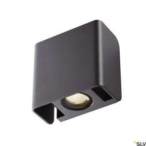 Antracytowa zewnętrzna lampa ścienna punktowa góra dół SLV 1002900 Mana LED 11W 3000K 60stopni IP65 ściemnialna fazowo