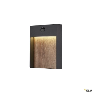 Zewnętrzna antracytowo brązowa lampa ścienna z czujnikiem SLV 1002955 Flatt LED 13W 3000K IP54