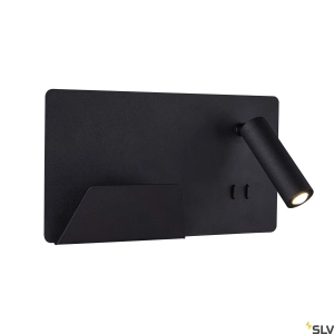 Czarny kinkiet obok łóżka z portem usb i uchwytem SLV 1003455 Somnila LED 15W 3000K CRI90
