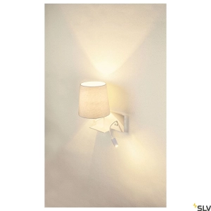 Biały kinkiet z półką, portem usb, giętkim ramieniem i abażurem SLV 1003459 Somnila LED 40W 3000K CRI90