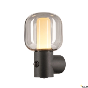 Antracytowy zewnętrzny kinkiet z czujnikiem ruchu SLV 1004679 Ovalisk LED CCT 9W 3000/4000K IP65