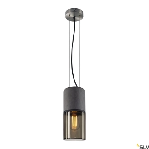 Bazaltowa lampa wisząca z dymnym szklanym kloszem SLV 155714 Lisenne E27 12cm