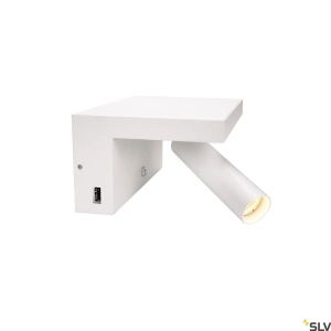 Biały kinkiet z dwoma portami USB SLV 1002140 Karpo LED 6,8W 3000K CRI90 40stopni ściemnialny fazowo