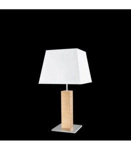 Drewniana lampa stołowa z stalową podstawą i materiałowym abażurem Ramko 66990 Kore E27