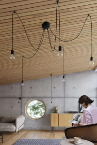 Czarna lampa wisząca typu pająk z pięcioma 3-metrowymi linkami Sollux Lighting SL.0371 Edison 5xE27