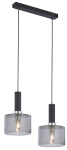 Czarna lampa wisząca z chromowanym dodatkiem i dymnymi kloszami Jupiter 1859 Vanes Ch 2xE27