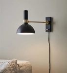Lampa ścienna Kinkiet regulowany z kablem MarkSlojd 106970 Larry E27 40cm x 19cm x 24cm czarny złoty