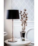 Lampa stołowa transparentna szklana podstawa i czarno biały abażur 4Concepts L214282229 Lozanna E27 94cm x 45cm