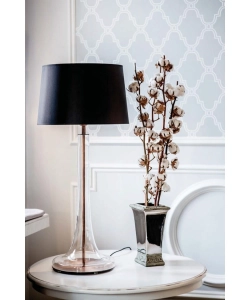 Lampa stołowa transparentna szklana podstawa i czarno biały abażur 4Concepts L214282229 Lozanna E27 94cm x 45cm