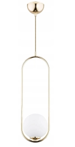Lampa Wisząca pojedyncza szklany klosz kula Alfa 60697 Noval E14 17cm x 80cm złoty biały