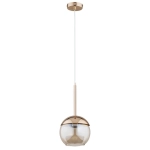 Nowoczesna pojedyncza lampa wisząca złota bursztynowy szklany klosz z otwartym spodem Volda Gold Alfa 60824 E27 90cm x 20cm