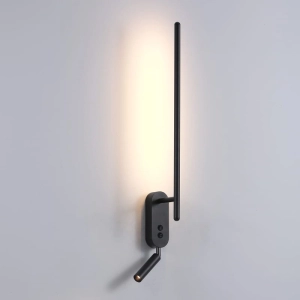 Lampa ścienna kinkiet smukła linia z reflektorem i włącznikami Elkim Lighting 647301103 Line 473 LED 6W i 3W 3000K Czarny